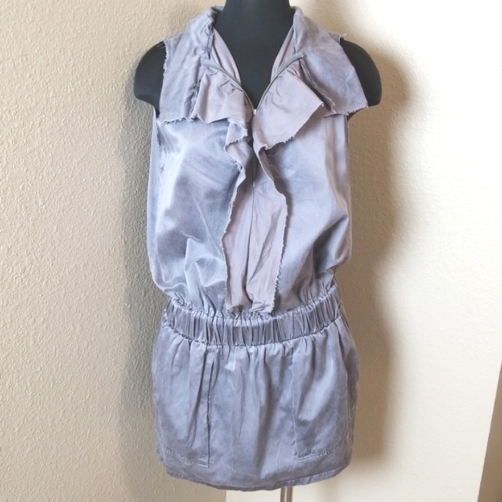 Metropark Sleeveless Silk Gray Distressed Dress